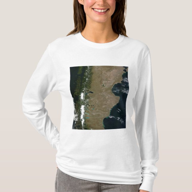 Satellitvy över regionen Patagonien T-shirt (Framsida)