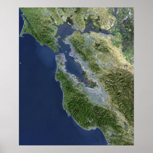 Satellitvy över San Francisco, Kalifornien Poster