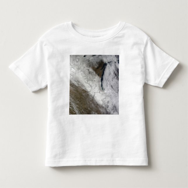 Satellitvy över snö och kall t-shirt (Framsida)