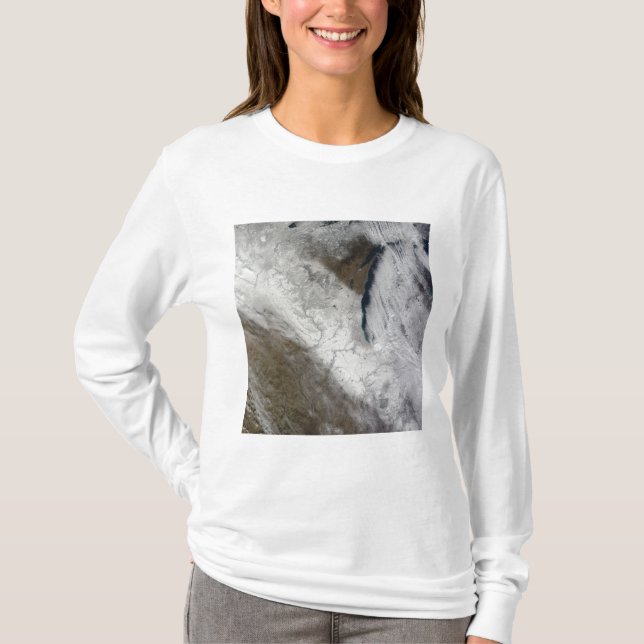Satellitvy över snö och kall t-shirt (Framsida)