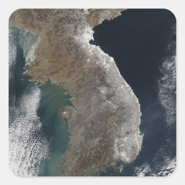 Satellitvy över snöfall fyrkantigt klistermärke (Framsida)