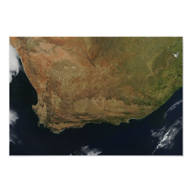 Satellitvy över syd-Afrikan Fototryck (Framsidan)