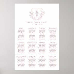 Säten för minimal enkel Rosa Blommar av körsbärssy Poster