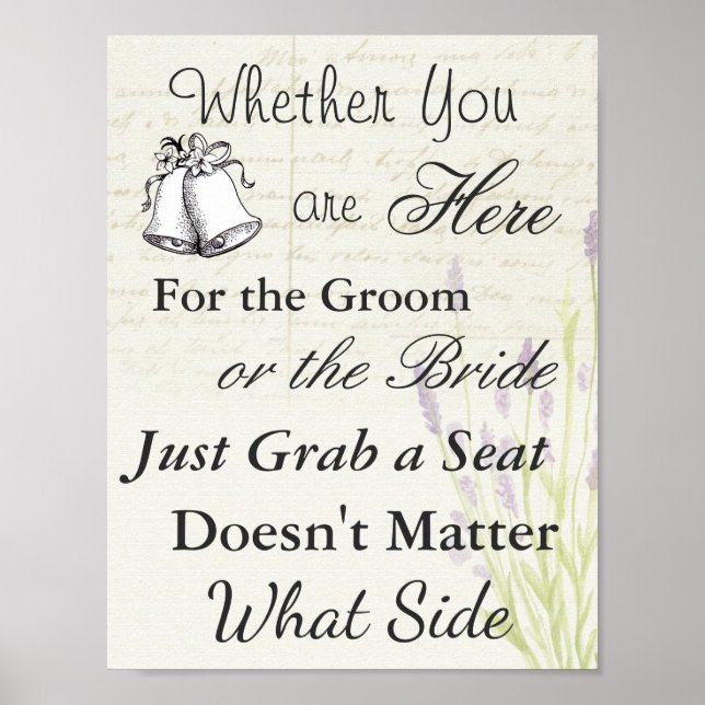 Säten Poster för Bröllop, Vintagens Blommigt Tema (Framsidan)