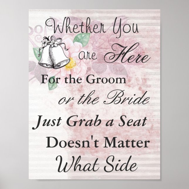 Säten Poster för Bröllop, Vintagens Blommigt Tema (Framsidan)