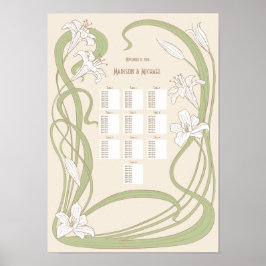 Sätesdiagram 10 Bord i Vita Lilies Bröllop Poster