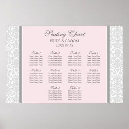 Sätesdiagram 10 Bord Rosa Grått Damask Poster