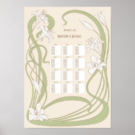 Sätesdiagram 12 Bord i Vita Lilies Bröllop Poster