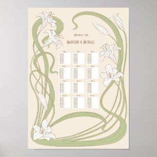 Sätesdiagram 12 Bord i Vita Lilies Bröllop Poster