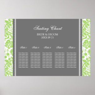 Sätesdiagram 5 Bord Grått Lime Damask Poster