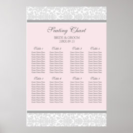 Sätesdiagram 8 Bord Rosa Grått Damask Poster