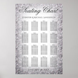 Sätesdiagram bröllop Silver Glitter Poster