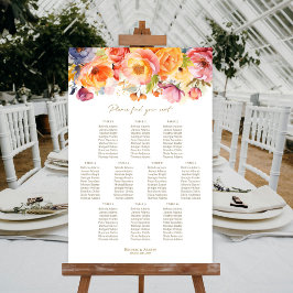 Sätesdiagram för 10 Bord Vår Blommigt Bröllop Poster