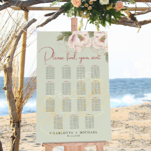 Sätesdiagram för 15 Bord och Blommigt Bröllop Poster