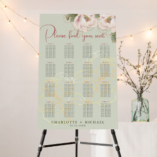 Sätesdiagram för 16 Bord och Blommigt Bröllop Poster