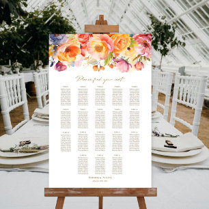 Sätesdiagram för 18 Bord Vår Blommigt Bröllop Poster