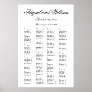 Sätesdiagram för Abigail Elegant Alfabetiskt Bröll Poster