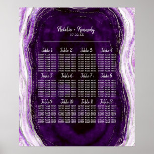 Sätesdiagram för Ametyst Lila Geode Bröllop Bord Poster