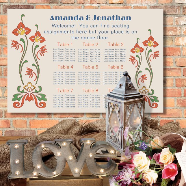 Sätesdiagram för art nouveau Bröllop Poster (Skapare uppladdad)