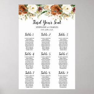 Sätesdiagram för blommigt Bröllop Poster