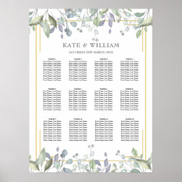 Sätesdiagram för blommigt Guld Geometric Bröllop Poster