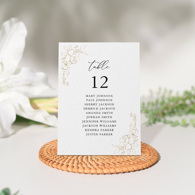 Sätesdiagram för Blommigt med guld-linjerad , Bord Inbjudningar (Skapare uppladdad)