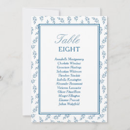 Sätesdiagram för Bordsnumret elegant Blue Bröllop