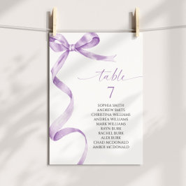 Sätesdiagram för Bordsnumret Lavender Bow Inbjudningar