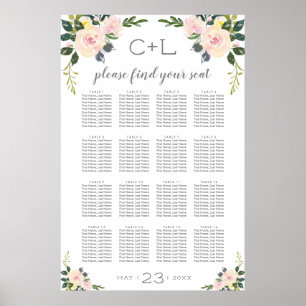 Sätesdiagram för Bröllop i vår Blommigt Poster