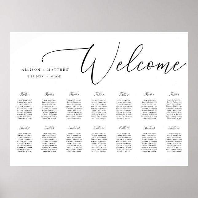 Sätesdiagram för bröllop poster (Framsidan)