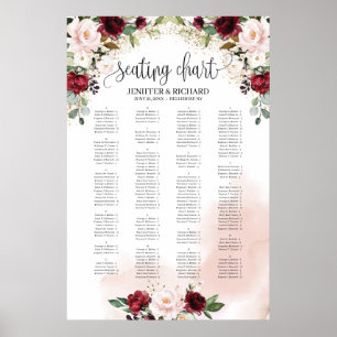  sätesdiagram för burgundssäten i rosa blommigt br poster
