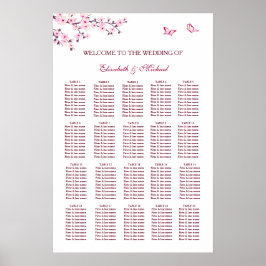 Sätesdiagram för Cherry Blommar Bröllop Poster