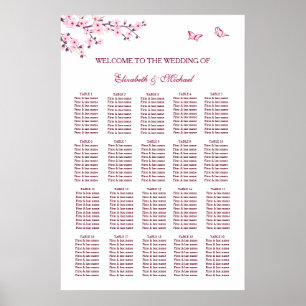 Sätesdiagram för Cherry Blommar Bröllop Poster
