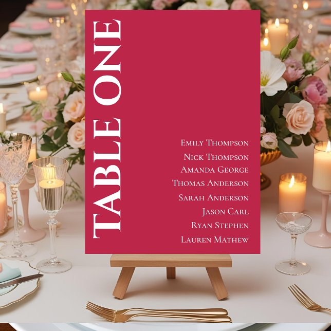 Sätesdiagram för contemporary Magenta Bröllop Bord (Contemporary Magenta Wedding Table Seating Chart)
