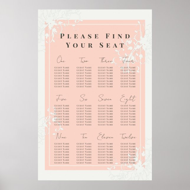 Sätesdiagram för Elegant av korall- och Cream-fili Poster (Framsidan)