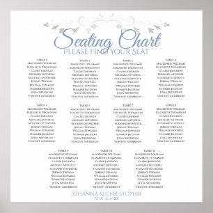 Sätesdiagram för elegant Blue & Grått 11 Bord Bröl Poster