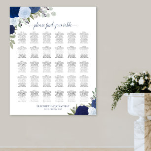 Sätesdiagram för elegant Blue Ro 30 Bord Bröllop Poster