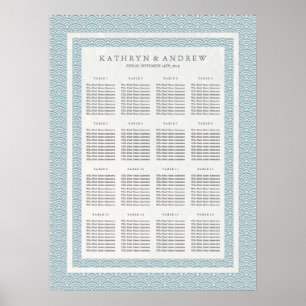 Sätesdiagram för elegant Blue+White Seigaiha Bröll Poster
