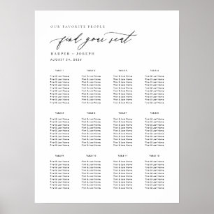 Sätesdiagram för elegant Bröllop Bord Poster
