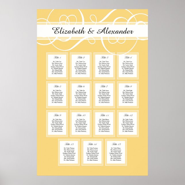 Sätesdiagram för elegant Bröllop i Guld Poster (Framsidan)