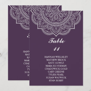 Sätesdiagram för elegant Eggplant Paisley Bröllop Inbjudningar