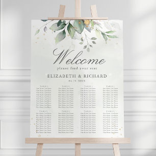 Sätesdiagram för elegant Eucalyptus Greenery Bröll Poster
