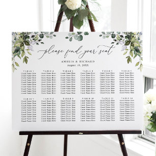 Sätesdiagram för elegant Eucalyptus Greenery Bröll Poster