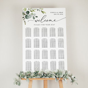 Sätesdiagram för elegant Eucalyptus Greenery Bröll Poster