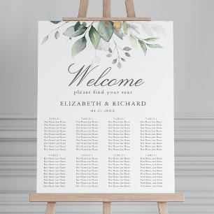 Sätesdiagram för elegant Eucalyptus Greenery Bröll Poster