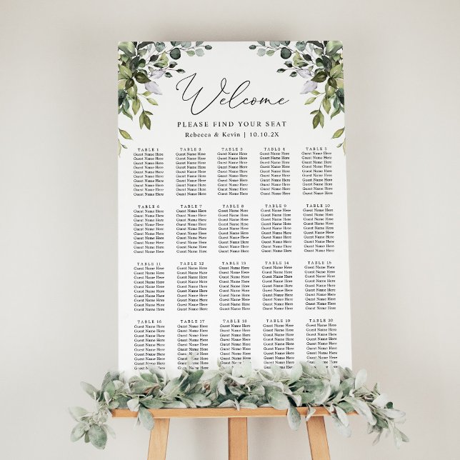 Sätesdiagram för elegant Eucalyptus Greenery Bröll Poster (Skapare uppladdad)