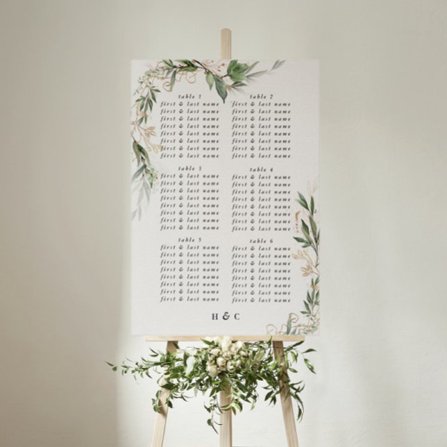 Sätesdiagram för elegant Eucalyptus Greenery Bröll Poster (Skapare uppladdad)