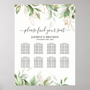 Sätesdiagram för elegant Grey 8 Bord Bröllop Poster