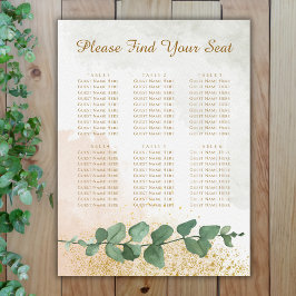 Sätesdiagram för elegant Grönt och Guld Bröllop Poster