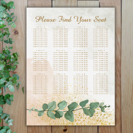 Sätesdiagram för elegant Grönt och Guld Bröllop Poster